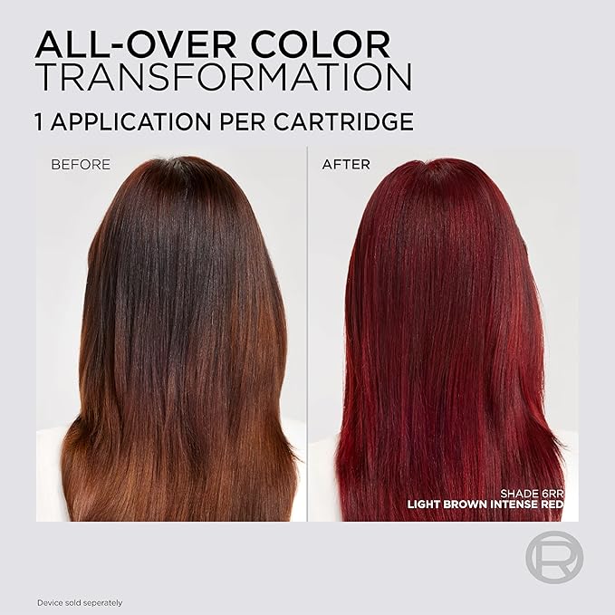 L'Oreal Paris Colorsonic Permanent Hair Dye Cartridge, Hair Color for Root Touch Up, Gray Coverage or All Over Color in just 5 Minutes, 6RR Light Intense Red Brown (Coloring Device Sold Separately)