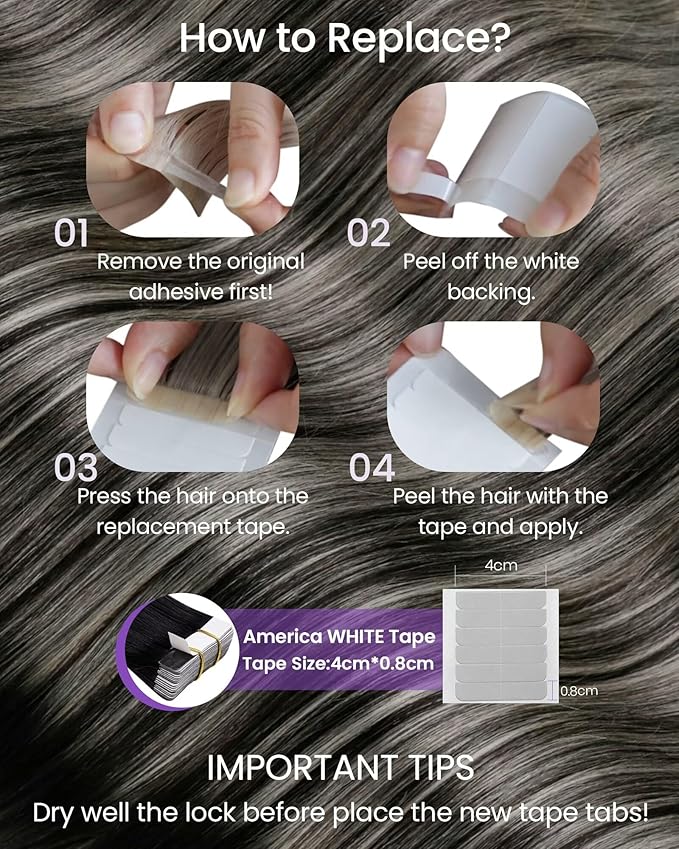 LaaVoo Tape in Hair Extensions Human Hair Balayage Tape in Human Hair Extensions Ombre Off Black to Silver Grey Hair Extension Tape on Soft Hair 24inch 20pcs 50g