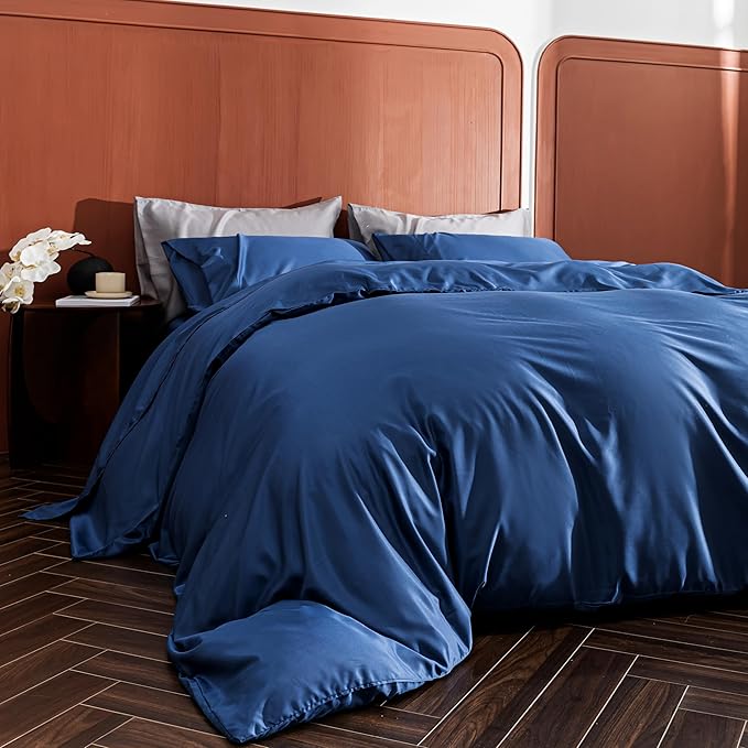 TELUS Pillow Cases King Size 2 Pack, Bamboo Rayon Cooling Pillowcases with Envelope Closure, Cool Breathable Pillow Case for Hot Sleepers & Night Sweats, 20x40 inch, Deep Blue
