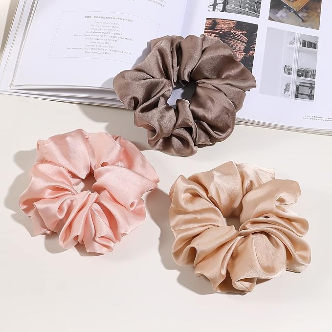 Silk Satin Hair Scrunchies for Women - Big Large Jumbo Scrunchie for Sleep Cute Gaint Oversize Scrunchy for Thick Hair Grils