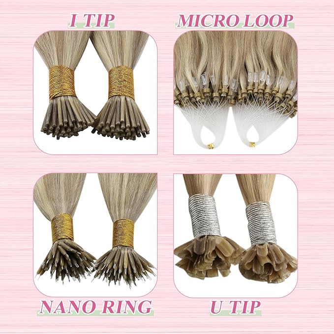 YoungSee U Tip Hair Extensions Human Hair Golden Blonde and Blond Highlight Hair Extensions Utips Hair Extension Real Human Hair Blond Ktip Hair Extension Natural Long Straight 22In 1G/S 50G