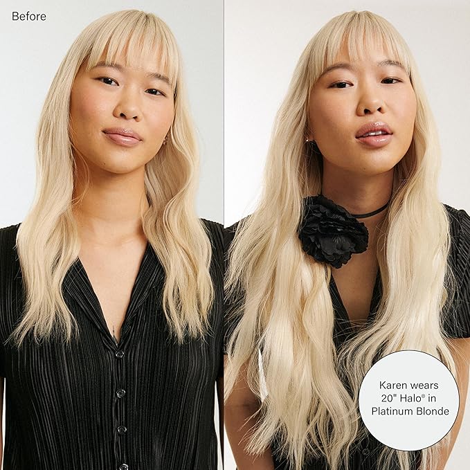 Luxy 100% Remy Human Hair – Halo Clip-In Hair Extensions –Natural Looking Volume & Length - One-Piece - Easy 5-Min Application 180 grams 20" Beige Blonde Balayage