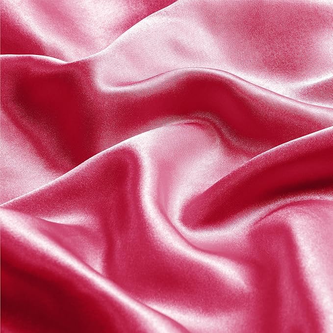 BEDELITE Satin Pillowcase with Zipper, Hot Pink Pillow Cases Queen Size Set of 2, Super Soft and Cooling Similar to Silk Pillow Cases, Gift for Women Men(20x30 Inches)