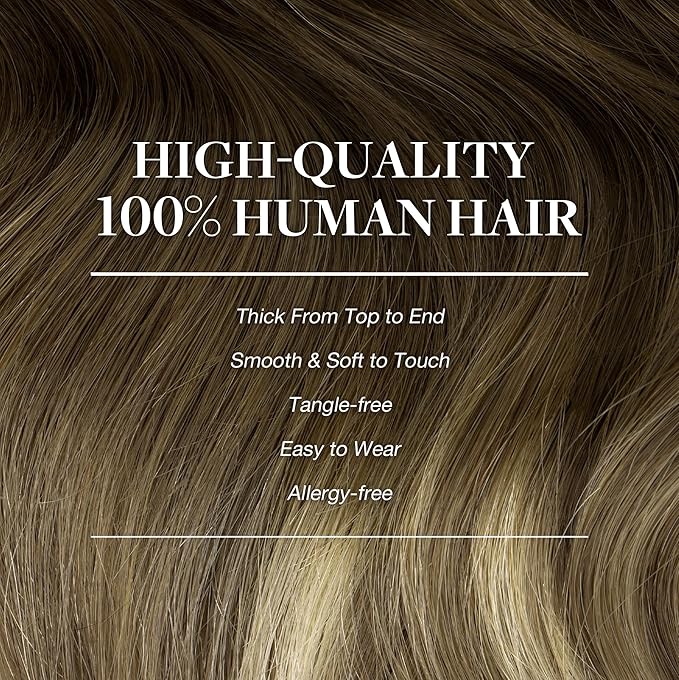 GOO GOO Clip in Hair Extensions Real Human Hair, Remy Human Hair Extensions Clip ins for Women, Natural Human Hair, 22inch 170g 7Pcs, #3/8/613 Balayage Walnut Brown to Ash Brown and Bleach Blonde
