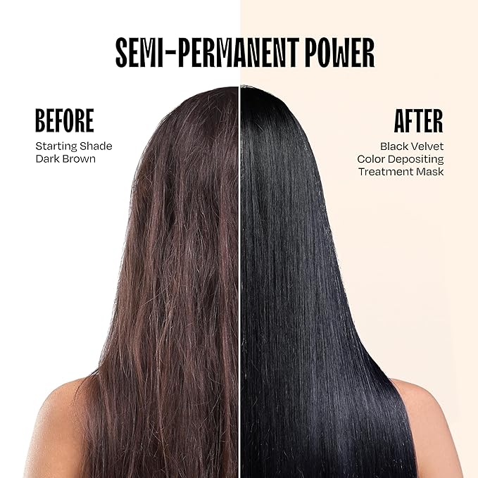 Overtone Semi Permanent Hair Color Conditioner, Black Velvet, 8 oz, Nourishing, Damage-Free, Color Depositing Mask for All Hair Types with Shea Butter & Coconut Oil, Vegan & Cruelty-Free