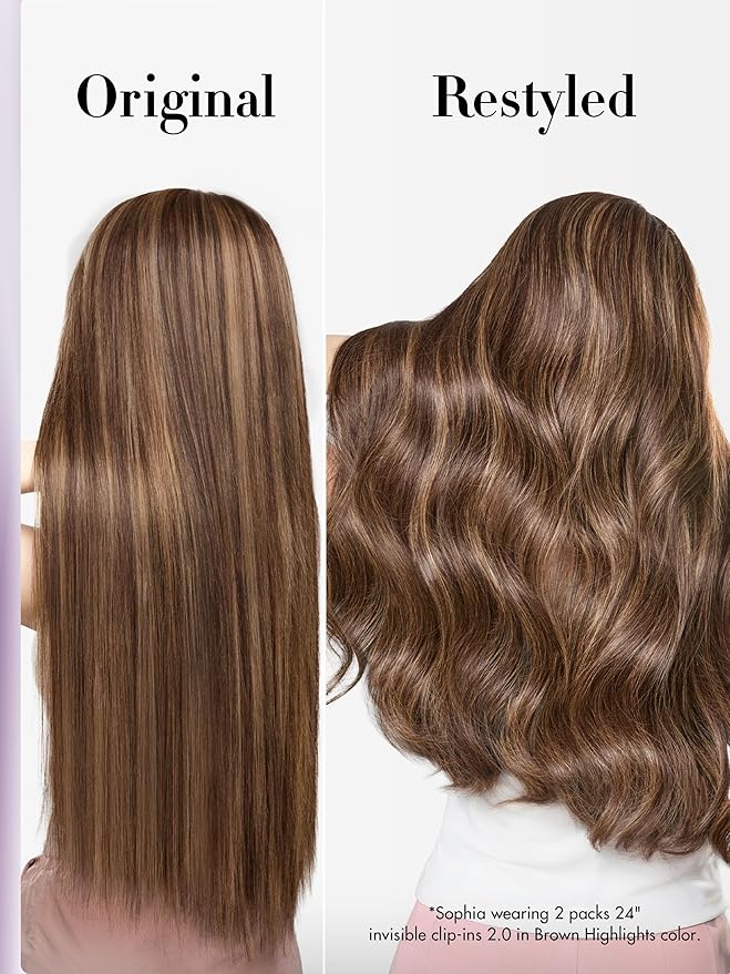 LUVME Invisible Clip in Hair Extensions Real Human Hair, 26 inch 110g 6Pcs, Natural Brown Highlights Human Hair Extensions Clip ins for Women, Natural Seamless Straight Human Hair