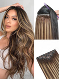 LUVME Clip in Hair Extensions, Straight Seamless 26 Inch 70g 4Pcs Chestnut Brown, 100% Real Remy Human Hair, Soft Natural Full Max Invisible Comfortable Hair Extensions for Women