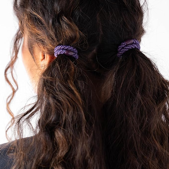 Purple Hair Ties for Thick Hair, Grab & Go Ponytail Holders, 8 Pack, Purple, Thick No-Crease Bands with Strong Hold, Damage-Free Design, Rich Bold Finish | L. Erickson