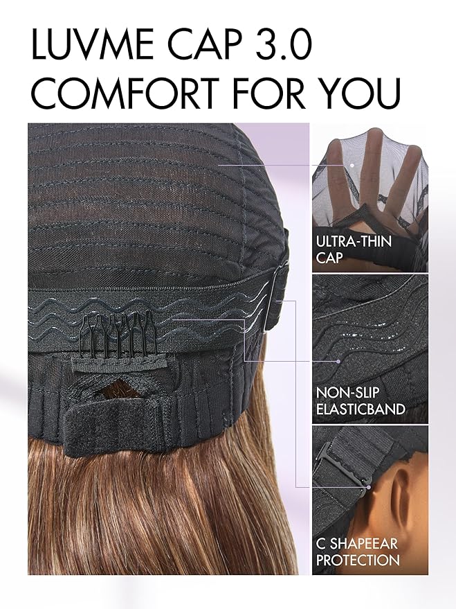 LUVME HAIR 5X5 Layer Cut Bob Wig 100% Human Hair 10 Inches Highlight Mix Brown Glueless Wigs Human Hair Pre Plucked Pre Cut Ready to Go Wig 200 Density