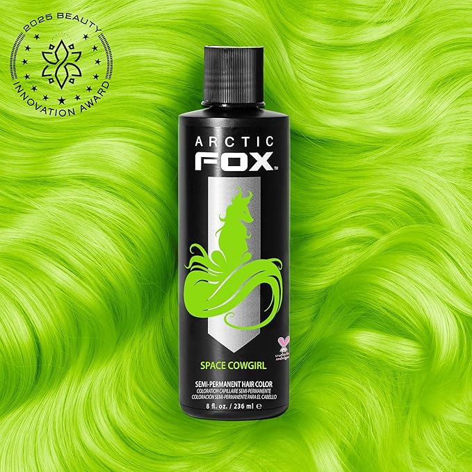 Arctic Fox Semi-Permanent Hair Dye, Vegan & Cruelty-Free, Vibrant Green Hair Color, Ammonia-Free, Peroxide-Free, Conditioning Formula, Space Cowgirl, 8 Fl Oz (Pack of 2)
