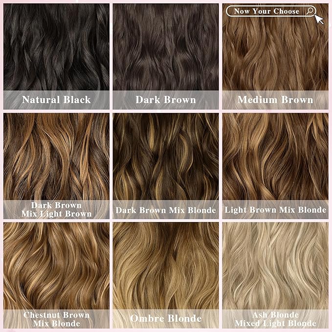Clip in Hair Extensions for Women, 20 Inch 8PCS Long Wavy Omber Blonde Hair Extensions Clip Ins, Synthetic Soft Hairpieces for Women