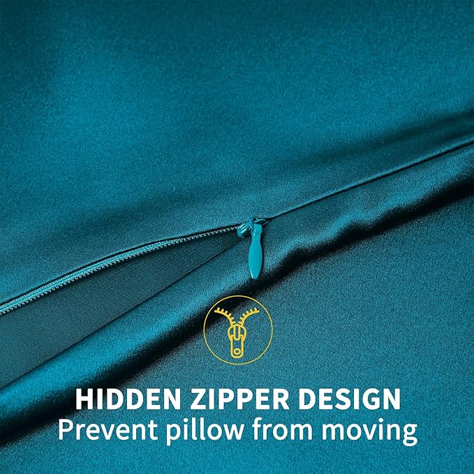 ZIMASILK 100% Pure Mulberry Silk Pillowcase for Hair and Skin Health,Soft and Smooth,Both Sides Premium Grade 6A Silk,600 Thread Count,with Hidden Zipper,1pc (King 20''x36'',Turquoise)