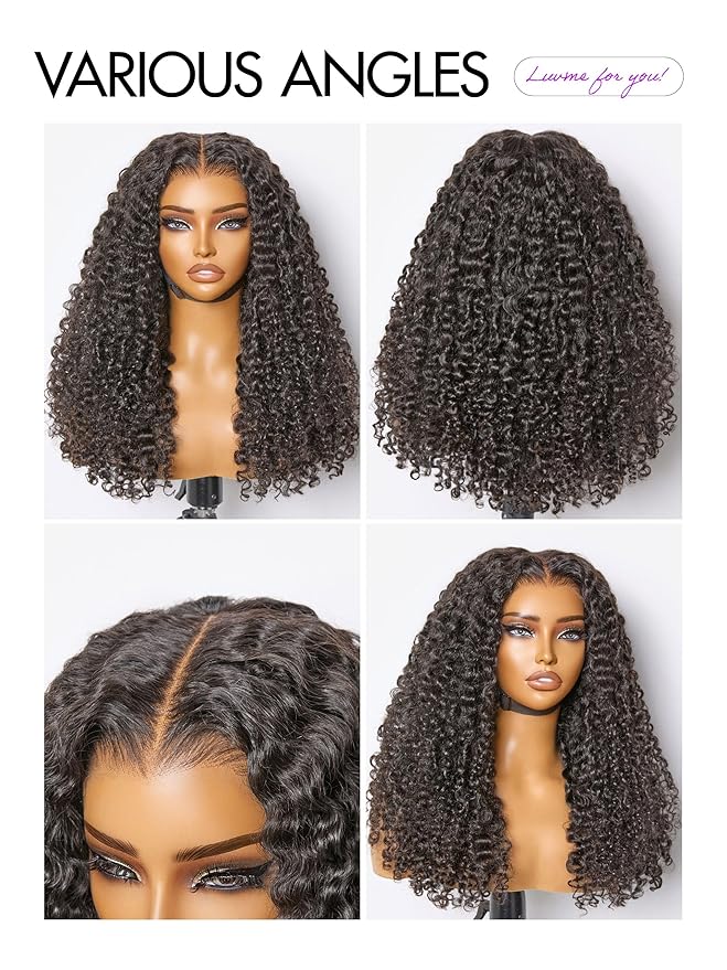 LUVME HAIR 7x6 HD Lace All-Day Comfort Burmese Messy Curly Wig PartingMax Lace Wigs Lace Front Wigs Human Hair Pre Cut Plucked Lace Frontal Glueless 26 Inches Natural Black Color