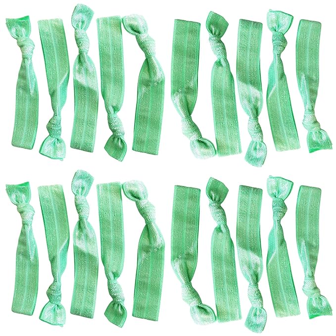 Kenz Laurenz Hair Ties Ponytail Holder Set No Crease Ribbon Bands - 20 Count - Turquoise