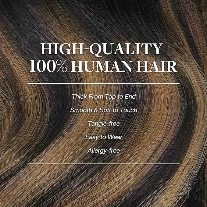 GOO GOO Clip in Hair Extensions Real Human Hair, Remy Human Hair Extensions Clip ins for Women, Natural Human Hair, 22inch 170g 7Pcs, #1B/6/1B Balayage Natural Black to Chestnut Brown