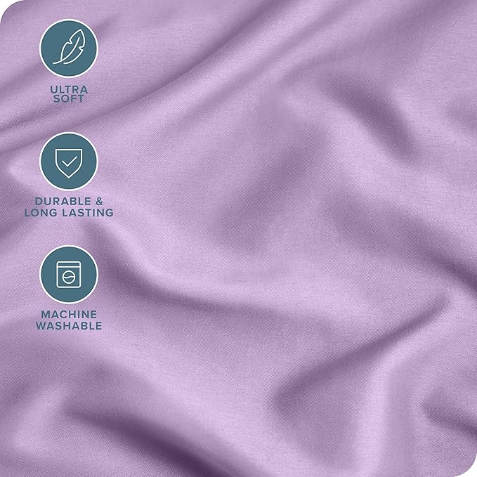 Bare Home Microfiber Pillow Cases - King 20x40 - Cooling Pillowcases - Double Brushed - Easy Care - Envelope Closure (King Pillowcase Set of 2, Lavender)