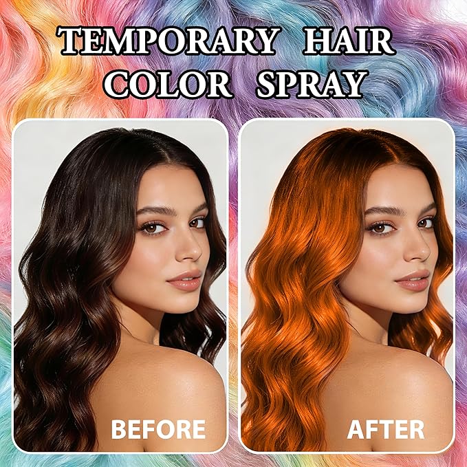 Temporary Hair Color Spray | 150ml Instant Hair Spray for Adults & Kids | Washable & Non-Sticky, Gentle Formula, Orange | Halloween, Cosplay, Costume Party, Festivals