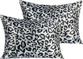 NTBAY 2 Pack Satin Standard Pillowcases for Hair and Skin, Luxurious and Silky Leopard Printed Pillow Cases with Envelope Closure, 20x26 Inches, Black and White