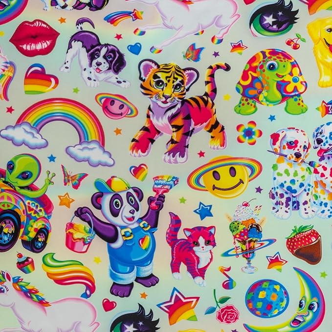 Kitsch x Lisa Frank Satin Pillowcase with Zipper for Hair & Skin, Softer Than Silk Pillow Cases, Wrinkle-Free, Smooth and Cooling Satin Pillow Covers Queen Size 19x26-The Fantastic World of Lisa Frank