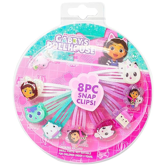 LUV HER Gabby's Dollhouse Kids Hair Clips for Girls Snap Clips 8 Pack Multi Color Ages 3+