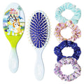 Bluey Hair Accessory 5 Pcs Set - 1 Regular 9 inch Bluey HairBrush For Girls + 4 Bluey Scrunchies For Kids - Accessories For Girls - Detangling Brush - Elastic Hair Ties Ropes Scrunchies Ages 3+