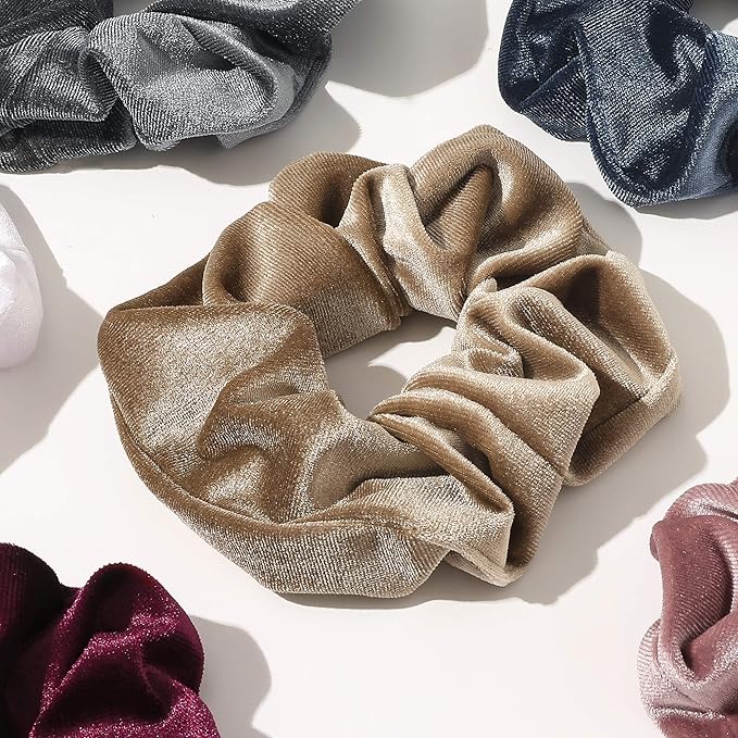 Velvet Scrunchies Hairbands Bulk Pack - Large Jumbo Giant Hair Ties for Thick Curly Hair, No Crease Soft Elastic Hair Accessories for Girls Women