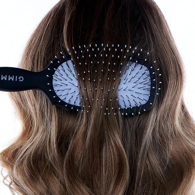Gimme Beauty Detangling Brush - Curved Paddle Brush for Breakage-Free Detangling - Anti-Static & Frizz - Soft Glide with Ball-Tipped Bristles - Heat-Resistant Styling Tool - Medium Hair
