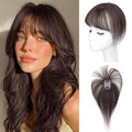 Hair Toppers for Women Real Human Hair - 360° Coverage Dark Brown Clip In Topper with Bangs for Thinning Hair Upgraded 4×6 cm Silk Base Ideal for Everyday Use