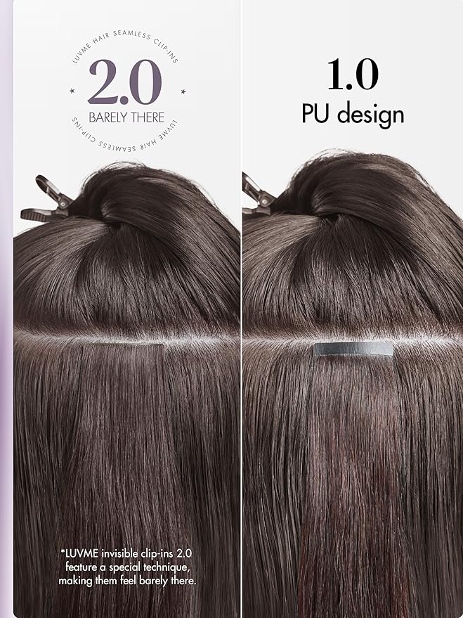 LUVME Invisible Clip in Hair Extensions Real Human Hair, 26 inch 110g 6Pcs, Natural Remy Human Hair Extensions Clip ins for Women, Natural Human Hair Silky Straight Highlight No.2