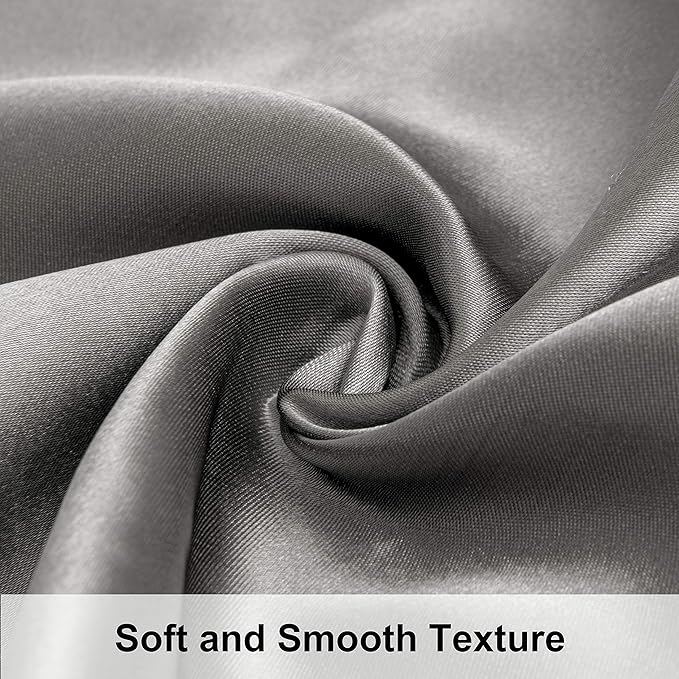NTBAY 12 Pack Satin Queen Pillowcases for Hair and Skin, Luxurious and Silky Pillow Cases with Envelope Closure, 20 x 30 Inches, Grey