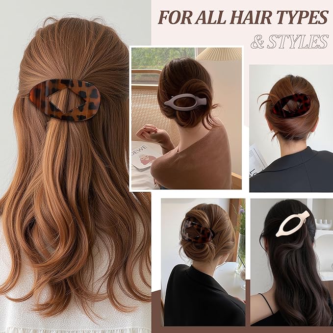Lourny Flat Hair Clips for Women, French Flat Claw Clips & Duckbill Hair Clips for Thin Hair Lightweight Non-Slip Large Claw Clips for Women 6PCS