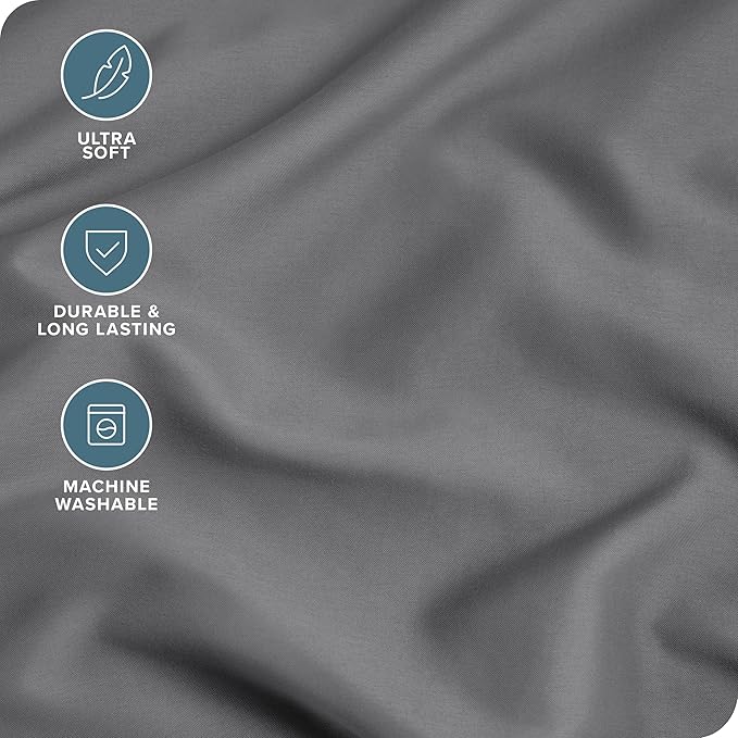 Bare Home Microfiber Body Pillow Cover - Ultra Soft & Cooling - Double Brushed - Envelope Closure - Easy Care (20''x54'' Body Pillow Cover, Grey)