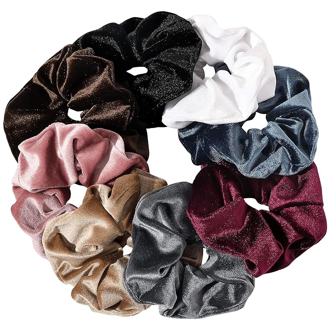 Velvet Scrunchies Hairbands Bulk Pack - Large Jumbo Giant Hair Ties for Thick Curly Hair, No Crease Soft Elastic Hair Accessories for Girls Women