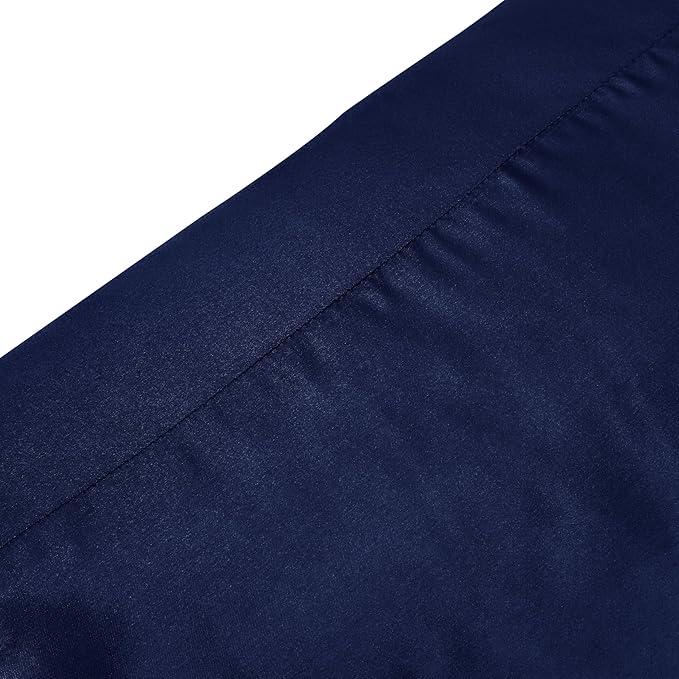 Navy Blue King Size Satin Pillowcase Set of 2 with Envelope Closure,Navy Blue Silk Pillowcase for Hair and Skin (20x36)