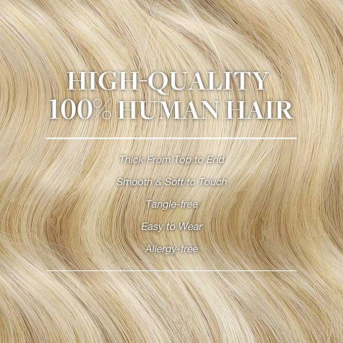GOO GOO Clip in Hair Extensions Real Human Hair, Remy Human Hair Extensions Clip ins for Women, Natural Human Hair, 22inch 150g 9Pcs, 18A/613A Dark Blonde Highlighted Bleach Blonde
