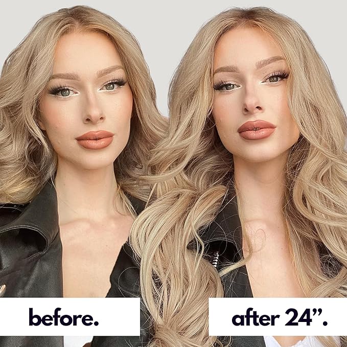 Irresistible Me Real Human Hair Extensions Clip Ins – 100% Human Hair Clip In Extensions for Length & Volume – Invisible Extension – Heat Resistant & Dyeable – Medium Blonde, 14 Inches