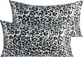 NTBAY 2 Pack Satin King Pillowcases for Hair and Skin, Luxurious and Silky Leopard Printed Pillow Cases with Envelope Closure, 20x36 Inches, Black and White