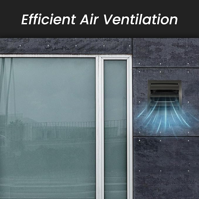 Repa Market 6 Inch Anthracite Dryer Vent Hood/Duct Cover for Walls or Ducting/ABS Plastic Grille with Flaps & Insect Screen/Exhaust and Dryer Vent Covers for Indoor & Outdoor Use