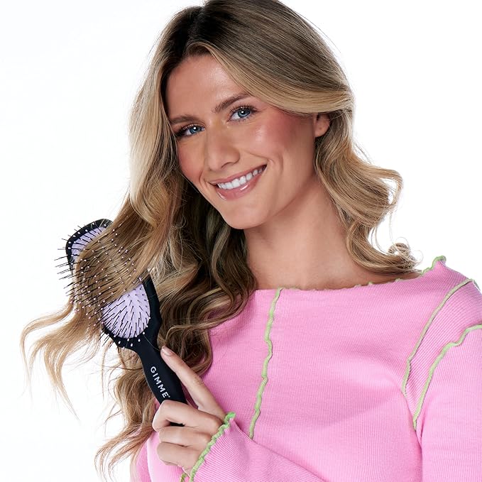 Gimme Beauty Detangling Brush - Curved Paddle Brush for Breakage-Free Detangling - Anti-Static & Frizz - Soft Glide with Ball-Tipped Bristles - Heat-Resistant Styling Tool - Thick Hair