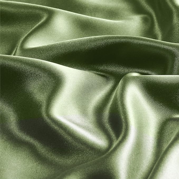 BEDELITE Satin Pillowcase with Zipper, Cedar Green King Size Pillow Cases Set of 2, Super Soft and Cooling Similar to Silk Pillow Cases, Gift for Women Men(20x40 Inches)
