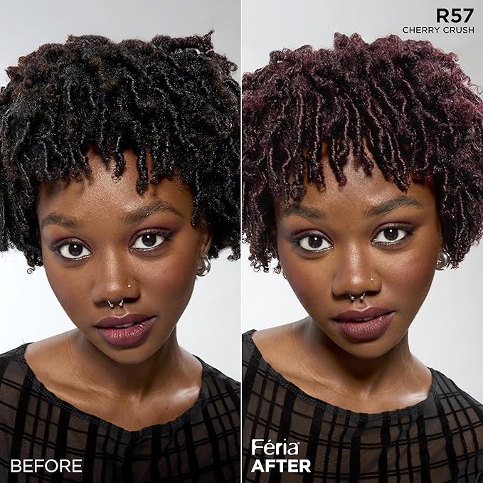 L'Oreal Paris Feria Multi-Faceted Shimmering Permanent Hair Color, R57 Cherry Crush (Intense Medium Auburn), Pack of 1 Hair Dye Kit