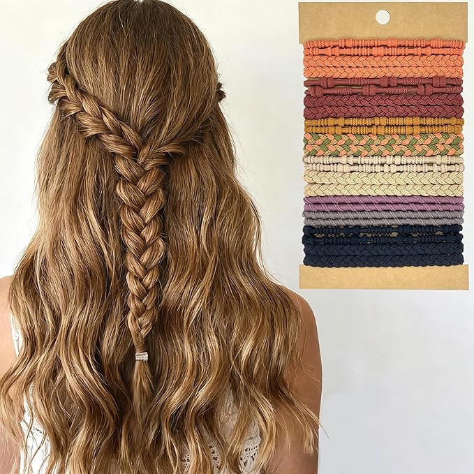 Hair Ties for Thick & Thin Hair, Elastic Hair Bands for Women Sleep, Sports, Ponytail Holder No Damage| Boho Bracelets Hair Accessories-24 pcs