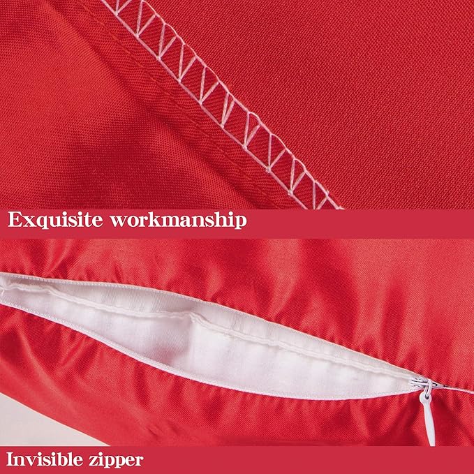 NTBAY Zippered Satin Body Pillow Pillowcase, Silky Slip Cooling Body Pillow Cover, Long Side Hidden Zipper, 20 x 54 Inches, Red