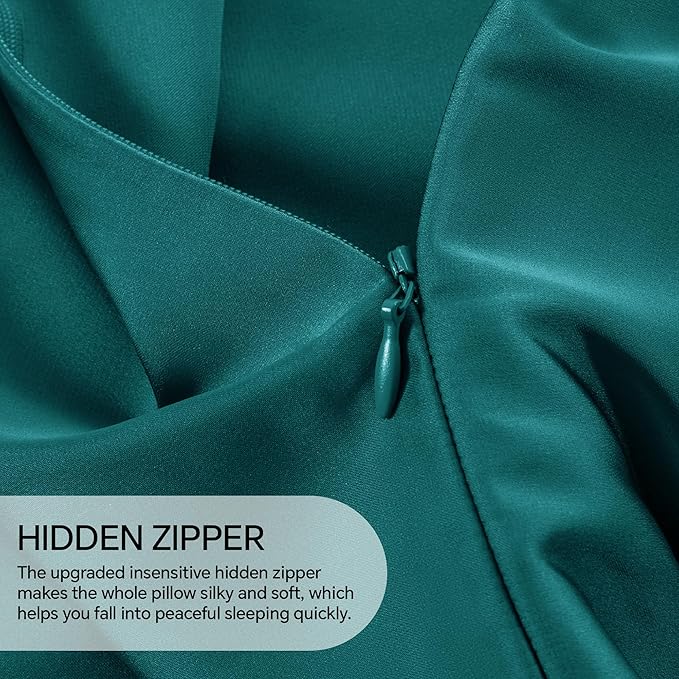 INFIIXSO Mulberry Silk Pillowcase for Hair and Skin, Silk Pillow Cases Standard Size with Hidden Zipper 20x26 Inches, Super Smooth and Soft Cooling Pillow Cases for Hot Sleepers(Teal, 1 Pack)