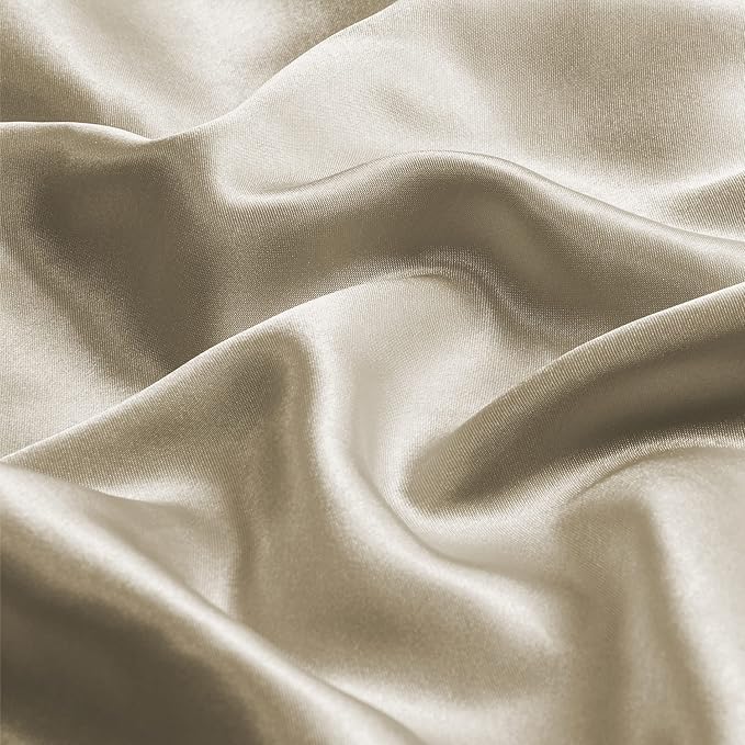 BEDELITE Satin Pillowcase with Zipper, Taupe King Size Pillow Cases Set of 2, Super Soft and Cooling Similar to Silk Pillow Cases, Gift for Women Men(20x36 Inches)