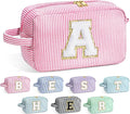 YOOLIFE Christmas Gifts for Women Teen Girls - Initial Makeup Bag Cosmetic Bag Toiletry Pouch, Personalized Birthday Gifts for Women Girls Mom Daughter Sister Friends, Pink A