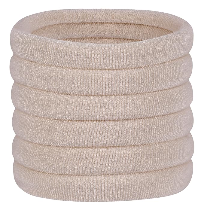 60 Pcs 2 Inch Blonde No Damage Hair Ties for Women Thick Hair, Large Soft Seamless Nylon Fabric Elastic Ponytail Holders Bands for Women