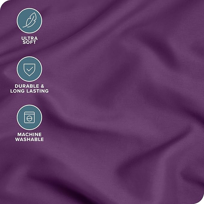 Bare Home Microfiber Bulk Pillow Cases - Standard/Queen Size Set of 4 - Cooling Pillowcases - Double Brushed - Plum Pillowcases 4 Pack - Easy Care (Standard - 4 Pack, Plum)