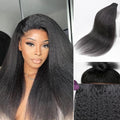 LUVME Invisible Clip in Hair Extensions, Kinky Straight Real Human Hair 20 Inch 2 Pack 220g 14pcs Clip ins Hair Extensions Natural Black for Women