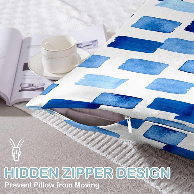 Satin Pillowcase 1 Pack-Modern Style Abstract Blue Silky Pillow Cover for Hair and Skin,King Size 20x36 Inch Soft Cooling Printed Pillow Cases with Hidden Zipper,Gifts for Women Men